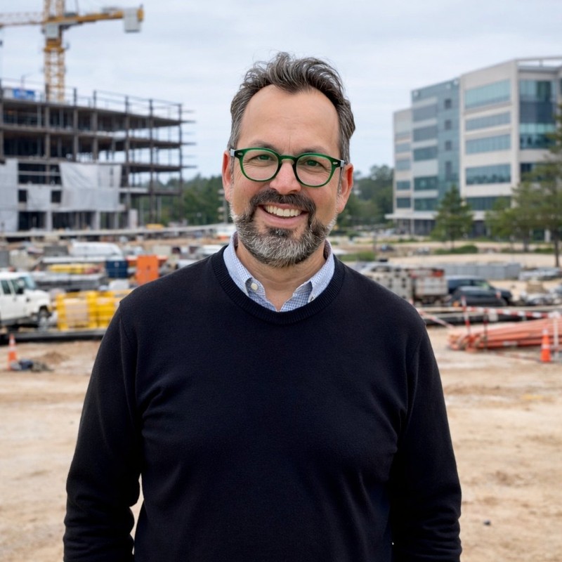 Pablo Uriegas at a commercial development site in The Woodlands